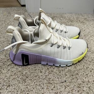 Nike Running Shoes with Lavender & Neon Yellow Accents
